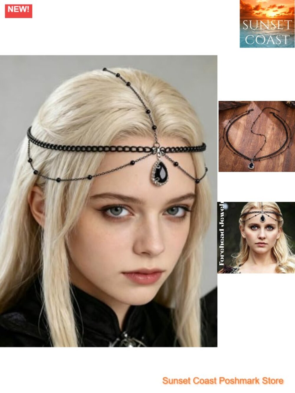 Gothic Crystal Head Chain Headpiece Forehead Jewelry Women Halloween